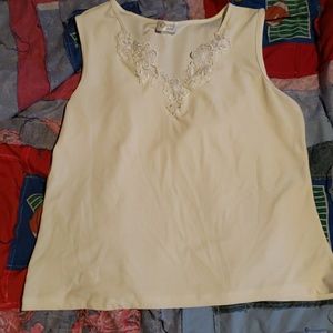 Cream v-neck designes tank
